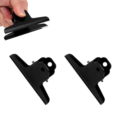 Kukyller 2PCS Bullenclips, lange Metallpapierklammern für Büroküche, Zeichenbrett, Kunsthandwerk in der Home Office School (lila, rosa, rot, schwarz) (Black) von Kukyller