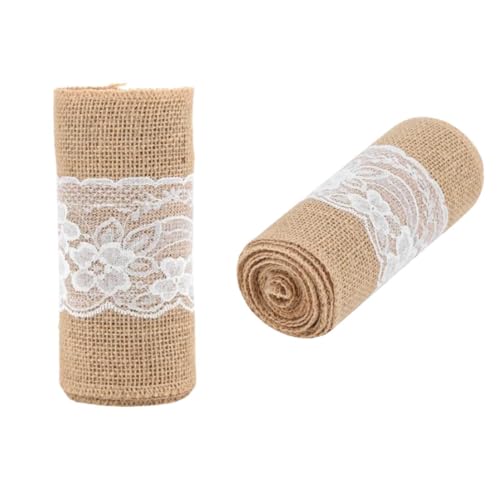 Sackleinenbandspitzenrolle, 2pcs 2,7m Bastelband Hessian Jute Belt Gurt Hochzeitsstoffdekoration für Hochzeitsfeier Sackleinenbandspitzenrolle, 2pcs 2,7m Bastelband Hessian Jute Belt Gurt Hochzeitsstoffdekoration für Hochzeitsfeier von Kukyller