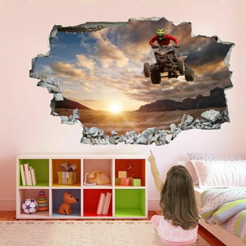 3D Durchbruch Wandsticker, Motorrad Fahren Wandtattoo Wanddeko Aufkleber, Sonnenuntergangslandschaft Wanddurchbruch sticker für Raumdekoration Wohnzimmer Kinderzimmer Junge Mädchen Teenager Zimmer 3D Durchbruch Wandsticker, Motorrad Fahren Wandtattoo Wanddeko Aufkleber, Sonnenuntergangslandschaft Wanddurchbruch sticker für Raumdekoration Wohnzimmer Kinderzimmer Junge Mädchen Teenager Zimmer von Kuletkear