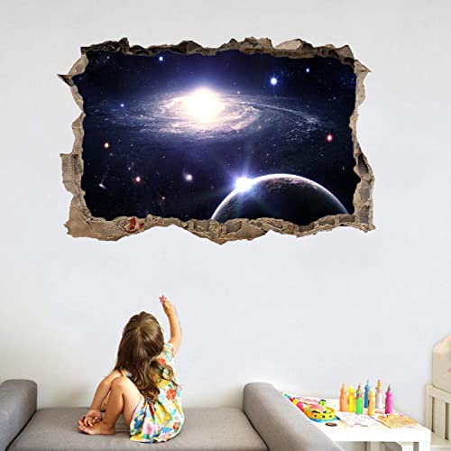 3D Durchbruch Wandtattoo Mädchen Kinderzimmer Galaxie Wandaufkleber Dekorative Planet B 90 x H 60 cm Abnehmbare Wandsticker Vinyl für Junge Teenager Zimmer Wohnzimmer Schlafzimmer Wandbilder Deko 3D Durchbruch Wandtattoo Mädchen Kinderzimmer Galaxie Wandaufkleber Dekorative Planet B 90 x H 60 cm Abnehmbare Wandsticker Vinyl für Junge Teenager Zimmer Wohnzimmer Schlafzimmer Wandbilder Deko von Kuletkear