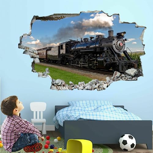 3D-Wanddekor-Aufkleber, Dampfzug-Wandaufkleber, 3D-Wandbild-Aufkleber, Naturlandschaft, Vinyl, Kunst, Familie, für Kinder, Schlafzimmer, Wohnzimmer, Kinderzimmer, Zuhause, Wanddekoration 3D-Wanddekor-Aufkleber, Dampfzug-Wandaufkleber, 3D-Wandbild-Aufkleber, Naturlandschaft, Vinyl, Kunst, Familie, für Kinder, Schlafzimmer, Wohnzimmer, Kinderzimmer, Zuhause, Wanddekoration von Kuletkear