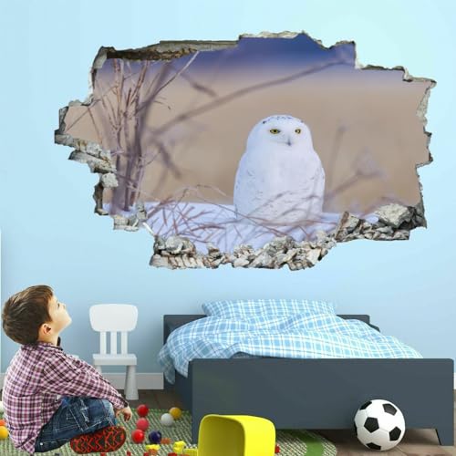 3D Wandtattoo Wanddurchbruch, Schneeeule Durchbruch Wandaufkleber für Kinderzimmer, sticker für Wohnzimmer, Eule Vinyl Wandsticker, Wandbild Junge Mädchen Schlafzimmer 120x80cm 3D Wandtattoo Wanddurchbruch, Schneeeule Durchbruch Wandaufkleber für Kinderzimmer, sticker für Wohnzimmer, Eule Vinyl Wandsticker, Wandbild Junge Mädchen Schlafzimmer 120x80cm von Kuletkear