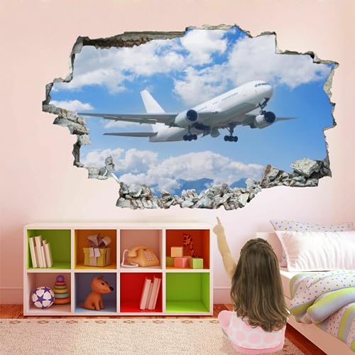 3D Wandtattoos Flugzeug Wandaufkleber Durchbruch Wanddeko Blauer Himmel Und Weiße Wolken Wandbild für Kinderzimmer Junge mädchen Teenager zimmer Schlafzimmer Wandsticker Kleinkinderzimmer Deko 75x50cm 3D Wandtattoos Flugzeug Wandaufkleber Durchbruch Wanddeko Blauer Himmel Und Weiße Wolken Wandbild für Kinderzimmer Junge mädchen Teenager zimmer Schlafzimmer Wandsticker Kleinkinderzimmer Deko 75x50cm von Kuletkear