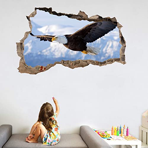 Kuletkear Tiere Wandtattoo Mädchen Kinderzimmer Dekorative Abnehmbare 3D Wandsticker Adler H 45 x B 75 cm Vinyl Wand Aufkleber für Wohnzimmer, Schlafzimmer von Kuletkear