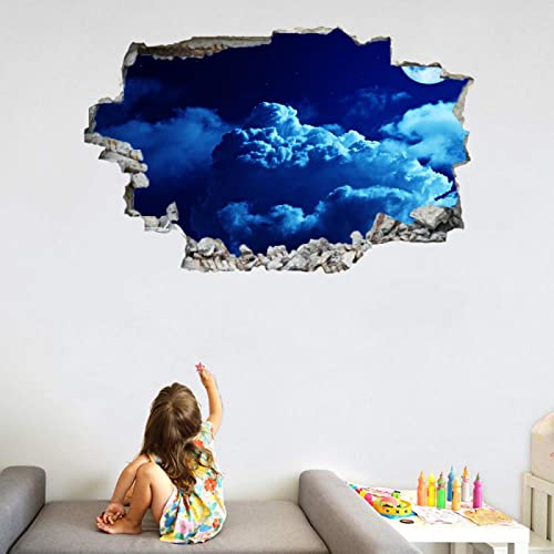 Wolken 3D Wandtattoo Wanddurchbruch, Himmel Durchbruch Wandaufkleber für Kinderzimmer, sticker für Wohnzimmer, Nachtlandschaft Abnehmbare Vinyl Wandsticker, Wandbild Junge Mädchen Schlafzimmer Wolken 3D Wandtattoo Wanddurchbruch, Himmel Durchbruch Wandaufkleber für Kinderzimmer, sticker für Wohnzimmer, Nachtlandschaft Abnehmbare Vinyl Wandsticker, Wandbild Junge Mädchen Schlafzimmer von Kuletkear