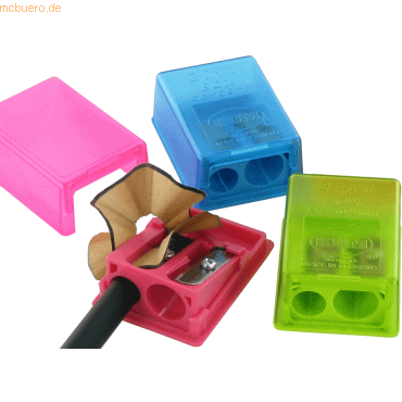 12 x Kum Doppelspitzdose 2-in-1 K2 Pop Kunststoff farbig sortiert 12 x Kum Doppelspitzdose 2-in-1 K2 Pop Kunststoff farbig sortiert von Kum