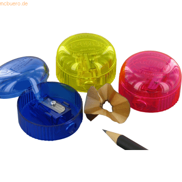 24 x Kum Bleistiftspitzer 201 Ice Blockform Kunststoff farbig sortiert von Kum