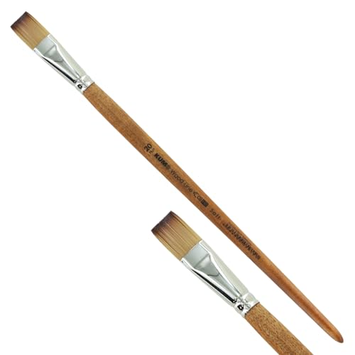 KUM 5126211 - Acryl- und Ölpinsel Wood Line, Flach, Größe 20, für Künstler, Künstlerpinsel, Künstlerbedarf von Kum