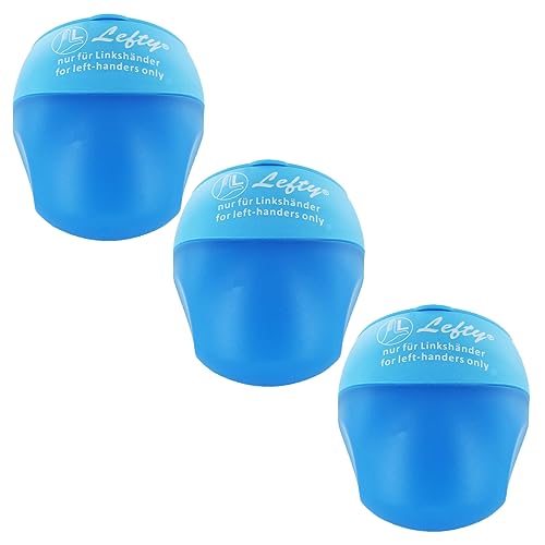 KUM AZ105.34.16-B - Spitzer Linkshänder Buddy, 3 Stück, blau, Anspitzer mit Behälter KUM AZ105.34.16-B - Spitzer Linkshänder Buddy, 3 Stück, blau, Anspitzer mit Behälter von Kum