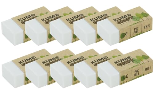 KUM AZ5091116 - Radiergummi Craft, nachhaltig, 10 Radierer weiß von Kum
