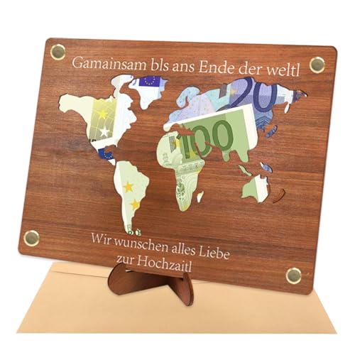 Kunaxku Geldgeschenk Hochzeit, Weltkarte Bilderrahmen Geldgeschenk, Hochzeit Geschenke mit Ständern Briefköpfe, Dekorative Geschenkkarte Holz, Personalisierte Weltkarte für Brautpaar Kunaxku Geldgeschenk Hochzeit, Weltkarte Bilderrahmen Geldgeschenk, Hochzeit Geschenke mit Ständern Briefköpfe, Dekorative Geschenkkarte Holz, Personalisierte Weltkarte für Brautpaar von Kunaxku