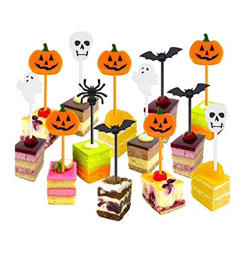 kungfu Mall 100 Stück Halloween-Cupcake-Topper Kuchen Obst Topper Dekoration Picks mit Geist Kürbis Laterne Skelette für Kinder Halloween Mottoparty kungfu Mall 100 Stück Halloween-Cupcake-Topper Kuchen Obst Topper Dekoration Picks mit Geist Kürbis Laterne Skelette für Kinder Halloween Mottoparty von Kungfu Mall
