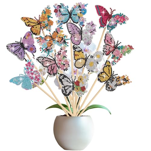 Diamond Painting Schmetterling Deko, 12 Stück Diamond Painting Kinder Erwachsene Schmetterlinge Deko, DIY Bastelset für Mama Und Mädchen, Diamant Painting Bilder Kinder für Gärten und Innenräume Diamond Painting Schmetterling Deko, 12 Stück Diamond Painting Kinder Erwachsene Schmetterlinge Deko, DIY Bastelset für Mama Und Mädchen, Diamant Painting Bilder Kinder für Gärten und Innenräume von Kunoli