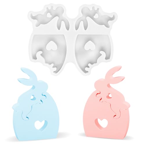 2 Stück Silikonform Ostern Hase, Silikonformen Gießformen Ostern, DIY Gießformen Silikon Ostern Hasen, Silikonform Frühling, Gießformen Ostern für DIY Osterdeko Handwerk (A) von Kunoli
