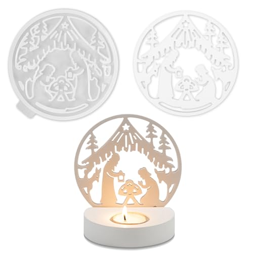 Silikonform Krippe, Silikonformen Gießformen Weihnachten, Gießform Krippe, Krippenfiguren Gießform, Silikonform Mini Krippe für DIY Handwerk, Heimdekoration (Style 2) von Kunoli