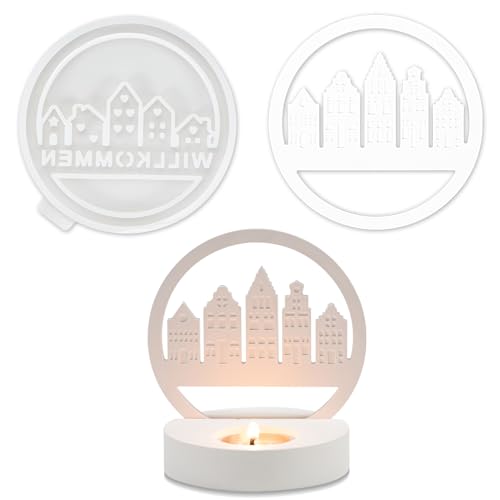 Silikonformen Gießformen Häuser, Silikonform Haus, Silikonform Weihnachten, Gießformen Silikon, Silikonform Häuser Kerzenhalter, Giessformen Silikon Gießform Haus für Gips, Handwerk (House) von Kunoli