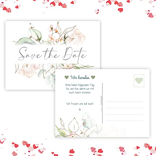 Kunterbuntspecht 25 Save the Date Karten Hochzeit Hochzeitsleinladungen Einladungskarten Hochzeit Boho Dankekarten Hochzeit Braut oder Bräutigam Hochzeitspiel (Save The Date) von Kunterbuntspecht