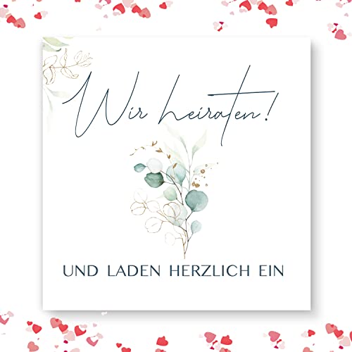 25 Stück Hochzeitseinladungen Einladungskarten Hochzeit Klappkarten Boho Quadratisch 14,8 x 14,8 cm mit Umschlägen Einladung Hochzeit von Kunterbuntspecht