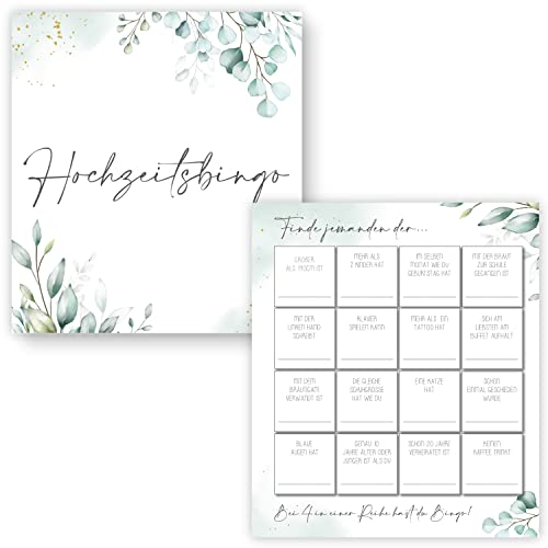 Kunterbuntspecht 25 x Hochzeitsbingo Hochzeitsquiz Hochzeitsspiel Hochzeitsspiele für Gäste Hochzeitsspiel Brautpaar Hochzeitsgeschenk Hochzeitsfeier Bingo Hochzeit Boho von Kunterbuntspecht