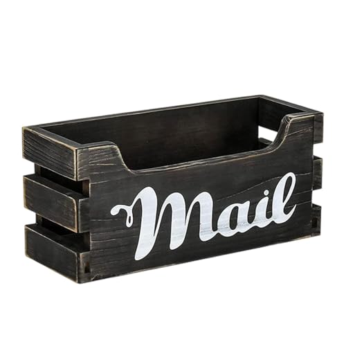 Kuntesetty Briefablage Holz Briefhalter Mail Organizer Postbox aus Holz Stilvolle Organisation Und Aufbewahrung für Büro Wohnung Geschenk, Schwarz von Kuntesetty
