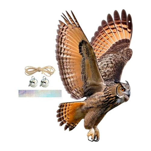 Kuntesetty Eulenschild Wetterfeste Hänge Dekoration mit Fantasieband Und Glocken Zur Vogelvertreibung Im Außenbereich Und Garten, Style A Kuntesetty Eulenschild Wetterfeste Hänge Dekoration mit Fantasieband Und Glocken Zur Vogelvertreibung Im Außenbereich Und Garten, Style A von Kuntesetty