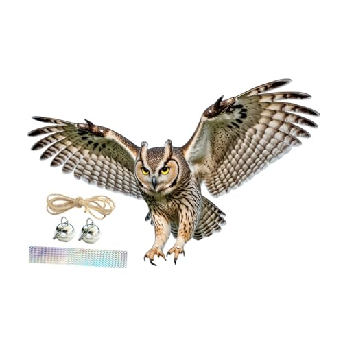 Kuntesetty Eulenschild Wetterfeste Hänge Dekoration mit Fantasieband Und Glocken Zur Vogelvertreibung Im Außenbereich Und Garten, Style B Kuntesetty Eulenschild Wetterfeste Hänge Dekoration mit Fantasieband Und Glocken Zur Vogelvertreibung Im Außenbereich Und Garten, Style B von Kuntesetty