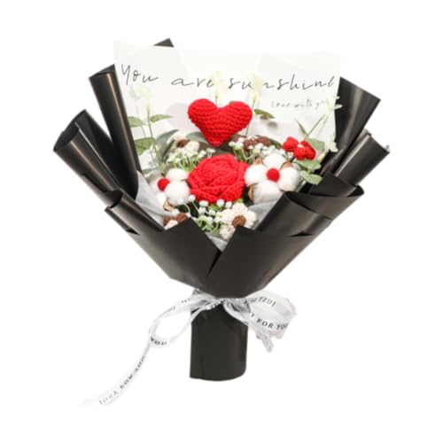 Kuntesetty Häkelblumen Strauß, künstliche Rosen für Dekoration zu besonderen Anlässen, Rote Blumen Kuntesetty Häkelblumen Strauß, künstliche Rosen für Dekoration zu besonderen Anlässen, Rote Blumen von Kuntesetty