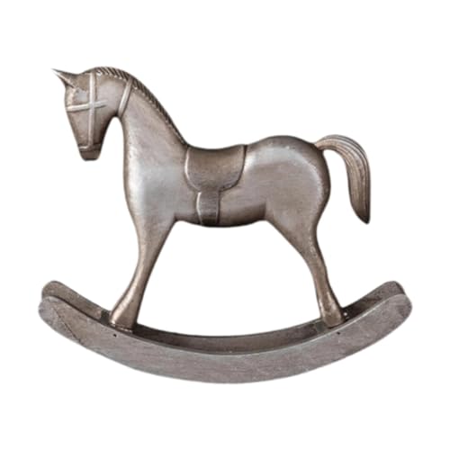 Kuntesetty Schaukelpferd Statue, Holzfigur, Tischdeko für Wohnzimmer, Silber von Kuntesetty
