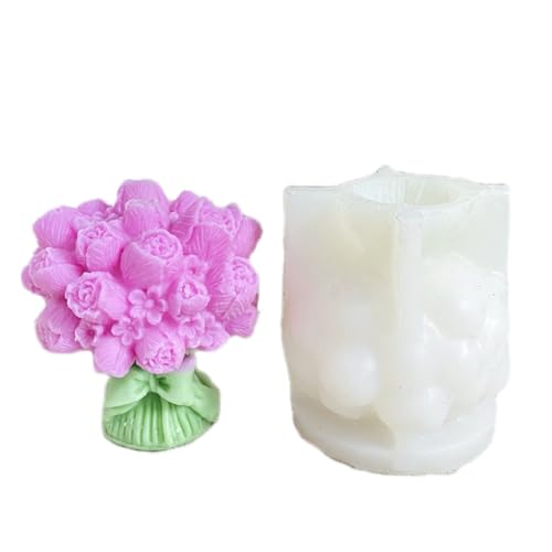 Kunyeah Silikonform für Blumen, Kerzen, Tulpen, 3D-Rosenstrauß, Aromatherapie, Ornamente, DIY, handgefertigt, Epoxidharz, Gießform für Geschenk und Heimdekoration (gemischte Blumen) von Kunyeah