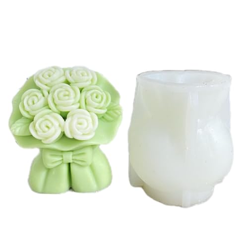 Kunyeah Silikonform für Blumen, Kerzen, Tulpen, 3D-Rosenstrauß, Aromatherapie, Ornamente, DIY, handgefertigtes Zubehör, Epoxidharz, Gießform für Geschenk und Heimdekoration (Rosenstrauß) von Kunyeah