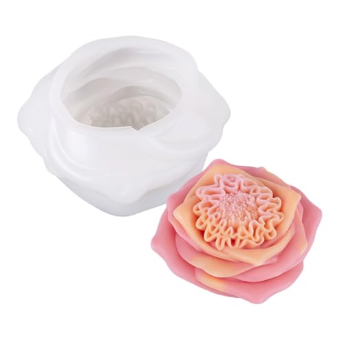 Kunyeah Silikonform für Kerzenherstellung, 3D-Rosen-Pfingstrose, Blumenform, Epoxidharz, Bastelform für Aromatherapie, Gips, Wachs, Seife, Ton, Handwerk, Heimdekoration (Stil 1) von Kunyeah