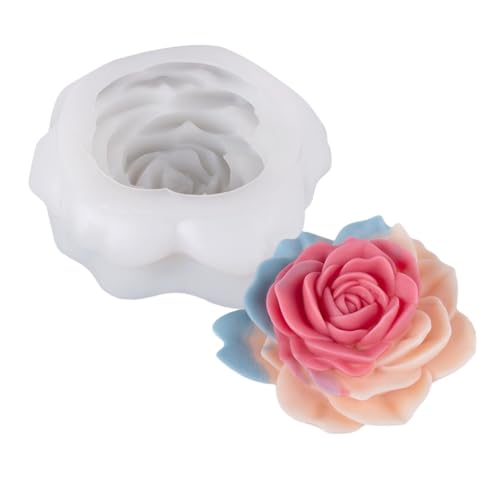 Kunyeah Silikonform für Kerzenherstellung, 3D-Rosen-Pfingstrose, Blumengießform, Epoxidharz, Bastelform für Aromatherapie, Gips, Wachs, Seife, Ton, Handwerk, Heimdekoration (Stil 3) von Kunyeah