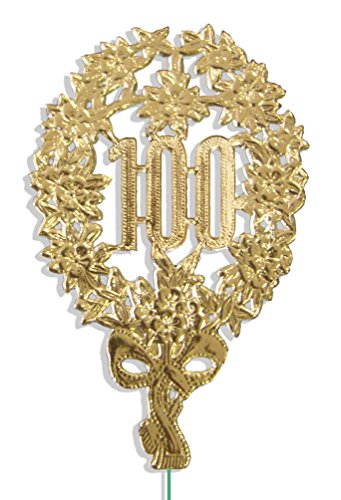 Kunze A014041001 Jubiläumszahl 100 mit Haltedraht, 10 Stück, Gold, 8 x 12 cm von Kunze