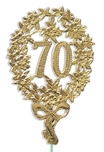 Kunze A014041701 Jubiläumszahl 70 mit Haltedraht, 10 Stück, Gold, 8 x 12 cm von Kunze