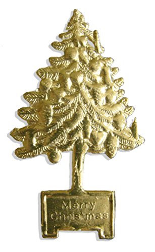Kunze A068728011 Weihnachtsbaum, 6.5 x 4 cm, 16 Stück, Geprägtes Papier, Gold von Kunze
