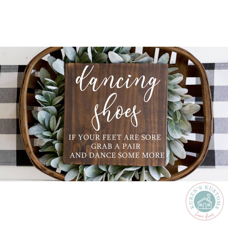 Tanzschuhe Schild | Flip-Flop-Schild Für Hochzeit Hochzeits-Tanzbodenschild Holzschild Zur Bauernhaus-Hochzeitsschild von KurensKustoms