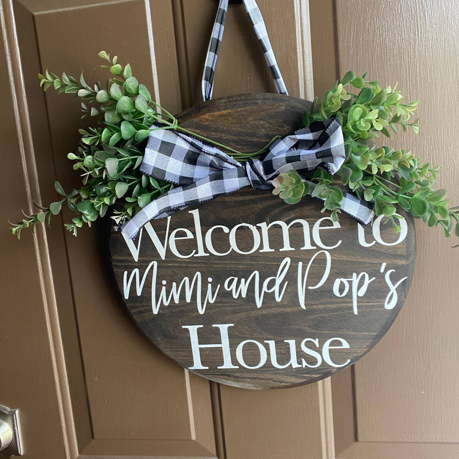 Willkommen Bei Mimi Und Pops Hausschild, Haus, Oma Opas Rundes Holzschild, Holzschild Willkommen Bei Mimi Und Pops Hausschild, Haus, Oma Opas Rundes Holzschild, Holzschild von KurensKustoms