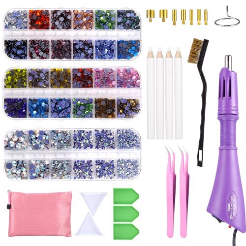 Hotfix Applikator mit Strassstein, Bedazzler Kit mit Strass, Hot Fixed Edelstein Handwerk Applicator mit 7 Applikatorspitzen,Farben Strass Kristalle für DIY Kleidung Schuhe, Violett Hotfix Applikator mit Strassstein, Bedazzler Kit mit Strass, Hot Fixed Edelstein Handwerk Applicator mit 7 Applikatorspitzen,Farben Strass Kristalle für DIY Kleidung Schuhe, Violett von Kureny