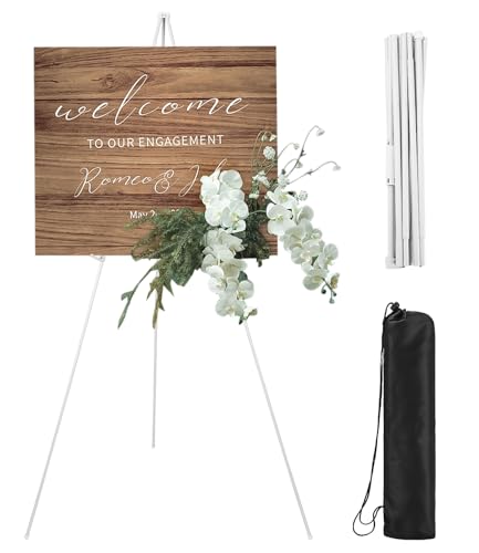 Kureny Künstler Staffelei Stand,Tragbar faltbar,160cm Verstellbares Stativ Tisch Kunst Leinwand Malerei Display,Staffelei Ständer für Hochzeitsschild,Poster, Malerei,weiß (Weiß) von Kureny