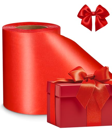 Rotes Band, Geschenkband Rot, 22 m x 10 cm Große Schleife Satinband, Breit Geschenkband Große Schleife Satinband für Verpacken von Geschenken Weihnachten Hochzeit Dekorieren Eröffnungszeremonie Rotes Band, Geschenkband Rot, 22 m x 10 cm Große Schleife Satinband, Breit Geschenkband Große Schleife Satinband für Verpacken von Geschenken Weihnachten Hochzeit Dekorieren Eröffnungszeremonie von Kureny
