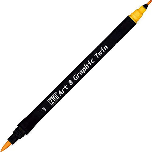 Kuretake Zig Kunst und Graphic Twin Tip Brush Marker Pen 001 gelb von Kuretake