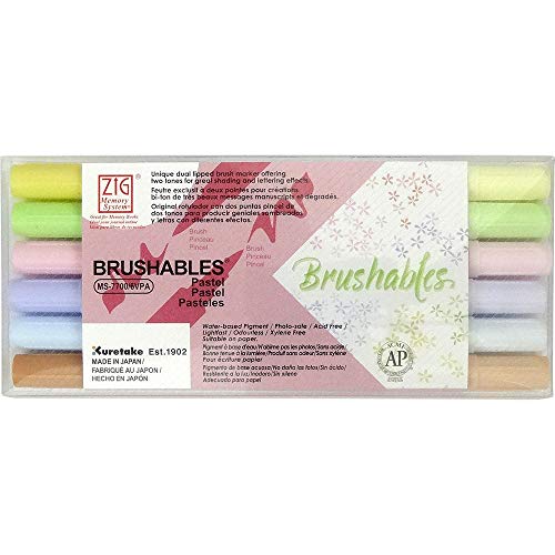 Kuretake ZIG – Stifte, Doppelspitze (Zwei Töne), Pinsel, Stifte-Set pastellfarben von Zig