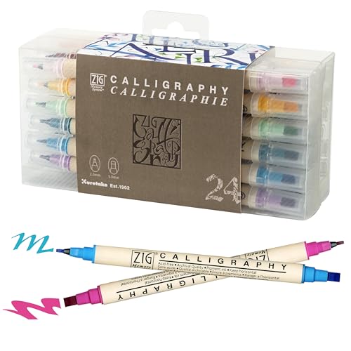 Kuretake Zig Kalligraphie-Marker mit Doppelspitze, 24 Farben, 2 mm, 5 mm, Doppelspitze, für Kunst, Skizzen, Illustrationen, Kalligraphie, Tagebuch, Zeichnen, hergestellt in Japan Kuretake Zig Kalligraphie-Marker mit Doppelspitze, 24 Farben, 2 mm, 5 mm, Doppelspitze, für Kunst, Skizzen, Illustrationen, Kalligraphie, Tagebuch, Zeichnen, hergestellt in Japan von Kuretake
