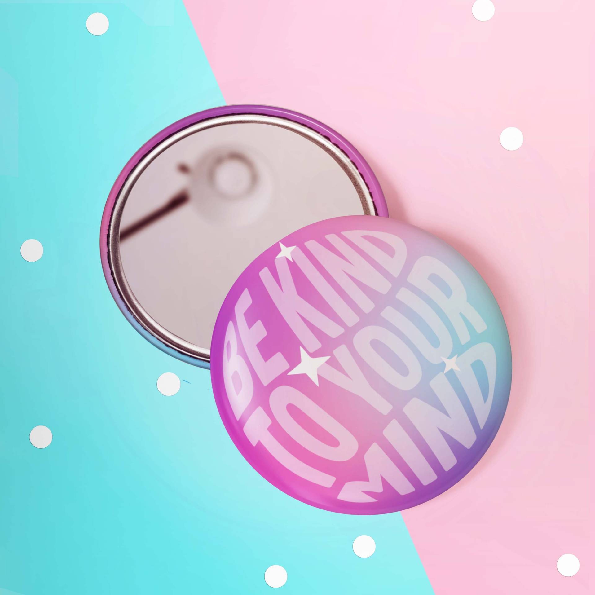 Be Kind To Your Mind - Positivität Affirmativ | Positive Affirmation 58mm Taschenspiegel Selbstpflege Geldbörse Spiegel von KuriousKatieDesigns