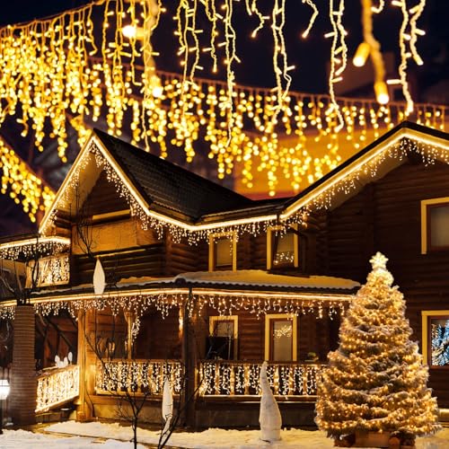 Kuro-sagol Lichterkette Außen 10m 400LED dimmbar mit 8 Modi & Timer, Lichtervorhang innen, wetterfest & wasserdicht IP44, Beleuchtung für Garten Außen Pavillon Balkon Hochzeit Home Deko, farbenfroh von Kuro-sagol