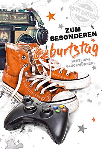 KE - Exklusive Geburtstagskarte mit Sneaker-Motiv, DIN B6 Format, Klappkarte inklusive Umschlag, Ideal für Sneaker-Liebhaber und Geburtstagsüberraschungen - 176 x 125 mm von Kurt Eulzer