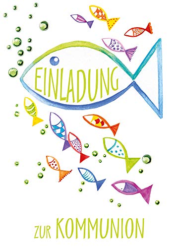 Karte Kommunion Einladung 5er Beutel bunte Fische Karte Kommunion Einladung 5er Beutel bunte Fische von Kurt Eulzer