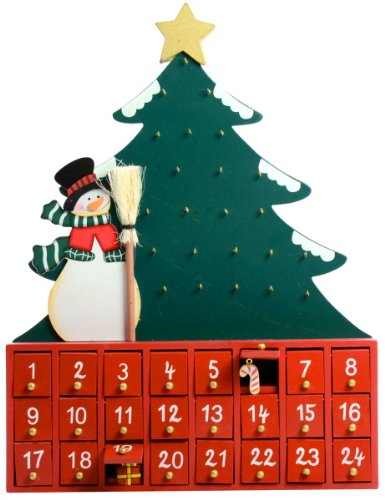 Kurt Adler Adventskalender aus Holz mit Schneemann und Weihnachtsbaum von Kurt S. Adler