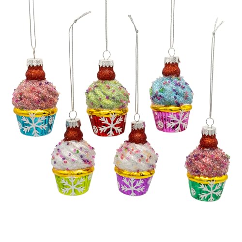 Kurt Adler Cupcake-Ornamente aus Glas, 7,6 cm, 6 Stück Kurt Adler Cupcake-Ornamente aus Glas, 7,6 cm, 6 Stück von Kurt S. Adler