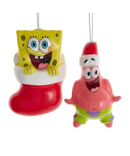 Kurt S. Adler Spongebob Schwammkopf & Patrick Decoupage-Ornamente, 2 Stück von Kurt S. Adler